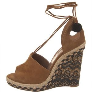 Aquazurra suade cutout accent espadrilles size 10